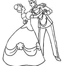 Coloriage : La princesse et le prince dansent ensemble
