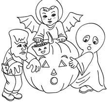 Coloriage d'Halloween : coloriage petits monstres