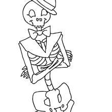 Coloriage d'Halloween : squelette élégant gratuit