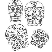 masques mexicains tête de mort à imprimer - Coloriage - Coloriage FETES - Coloriage FETE DES MORTS MEXICAINE