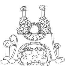 décoration religieuse mexicaine à colorier - Coloriage - Coloriage FETES - Coloriage FETE DES MORTS MEXICAINE