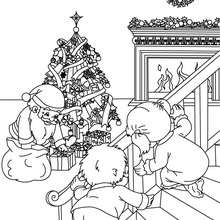 Coloriages Cadeaux avec père Noël - Coloriage - Coloriage FETES - Coloriage NOEL - Coloriage CADEAUX DE NOEL - Coloriages CADEAUX DE NOEL