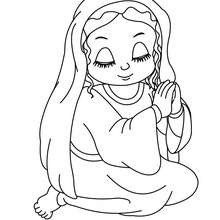 Marie à genoux à colorier - Coloriage - Coloriage FETES - Coloriage NOEL - Coloriage PERSONNAGES RELIGIEUX