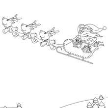 Père Noël et son traineau - Coloriage - Coloriage FETES - Coloriage NOEL - Coloriage PERE NOEL - Coloriages PERE NOEL