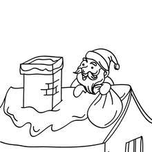 Coloriage Père Noël sur le toit - Coloriage - Coloriage FETES - Coloriage NOEL - Coloriage PERE NOEL - Coloriages PERE NOEL