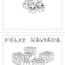 Joyeux Noël espagnol carte de voeux - Coloriage - Coloriage FETES - Coloriage NOEL - Coloriage CARTES DE VOEUX NOEL - Coloriage CARTE DE VOEUX NOEL GRATUIT