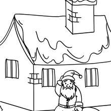 Coloriage Père Noël tombé du toit