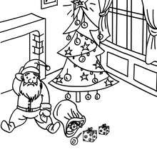 Coloriage : Papa Noël tombé dans cheminée à colorier