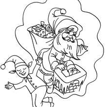 Coloriage Lutin de Noël et père Noël - Coloriage - Coloriage FETES - Coloriage NOEL - Coloriage LUTIN DE NOEL - Coloriages LUTIN DE NOEL