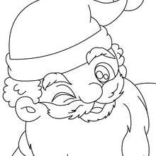 Papa Noël clin d'oeil à imprimer - Coloriage - Coloriage FETES - Coloriage NOEL - Coloriage PERE NOEL - Coloriages PERE NOEL