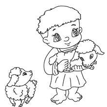 Petit berger au mouton à colorier - Coloriage - Coloriage FETES - Coloriage NOEL - Coloriage PERSONNAGES RELIGIEUX