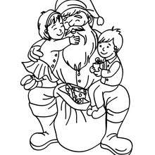Papa Noël et les enfants à imprimer - Coloriage - Coloriage FETES - Coloriage NOEL - Coloriage PERE NOEL - Coloriages PERE NOEL