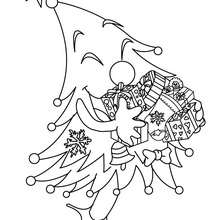 Sapin de Noël amusant décoré à colorier - Coloriage - Coloriage FETES - Coloriage NOEL - Coloriage SAPIN DE NOEL - Coloriage SAPIN DE NOEL DECORE