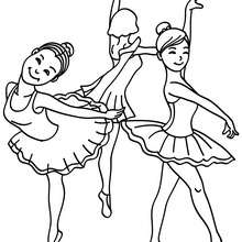 Coloriage : 3 petites danseuses de ballet à colorier