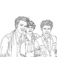 Coloriage 3 Jonas Brothers souriants