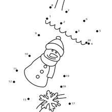 Jeu de points à relier : Chaussette de Noël avec Bonhomme de neige