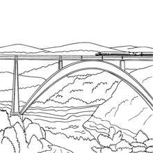 Coloriage : Train sur le pont à colorier