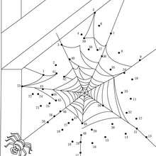 Jeu de points à relier : Toile d'araignée d'halloween