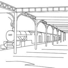 Coloriage : Train en gare à colorier