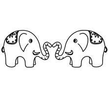 Coloriage couple éléphants