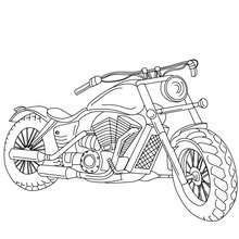 Moto cruiser de face à colorier - Coloriage - Coloriage VEHICULES - Coloriage MOTOS - Coloriage MOTOS CRUISER