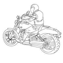 Coloriage : Moto cruiser et motard à colorier