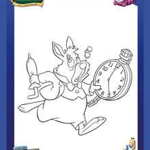Coloriage Disney : Coloriage du lapin et sa montre