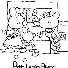 Coloriage : PETIT LAPIN BLANC à la boulangerie