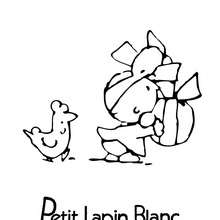 Coloriage : PETIT LAPIN BLANC à Pâques
