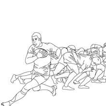 Coloriage d'une sortie de mêlée au Rugby