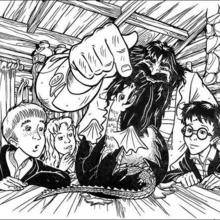 Coloriage Harry Potter : Hagrid et le bébé dragon