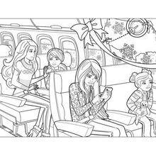 Coloriage Barbie : Coloriage de Barbie dans l'avion