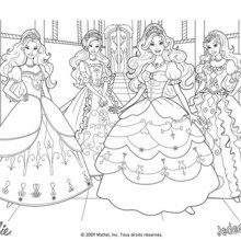Coloriage Barbie : Coloriage des robes de bal Barbie