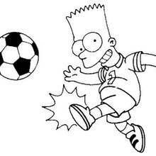 Coloriage de Bart au football