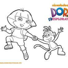 Coloriage de Dora et Babouche main dans la main