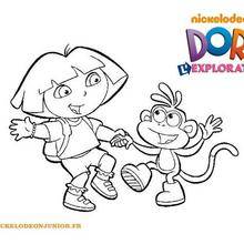 Coloriage de Dora et Babouche qui dansent