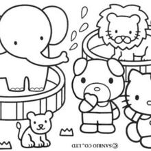 Coloriage de Hello Kitty et ses amis