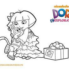 Coloriage du cadeau de Dora pour Babouche