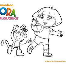 Coloriage du pas de danse de Dora et Babouche
