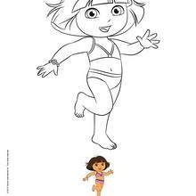 Coloriage : Dora en maillot de bain