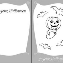 Carte d'invitation Halloween : Citrouille et chauve-souris