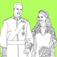 activité enfant mariage, Coloriages KATE et WILLIAM