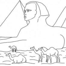 Coloriage : Le sphinx et les pyramides d'Egypte