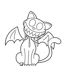 Coloriage d'Halloween : Chat-vampire souriant