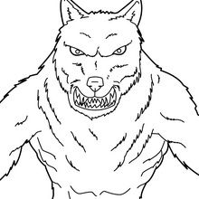 Coloriage d'Halloween : Loup-garou menaçant