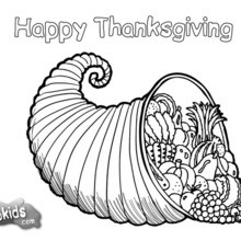 Coloriage : Corne d'abondance de Thanksgiving