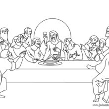 Coloriage du repas de Jésus et ses apôtres