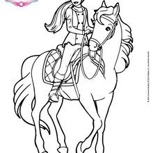 Coloriage Barbie : Barbie sur son cheval