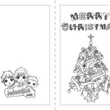 Carte à colorier : Merry Christmas et le sapin