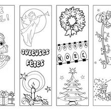 Marque-page : 4 signets de Noël à colorier
